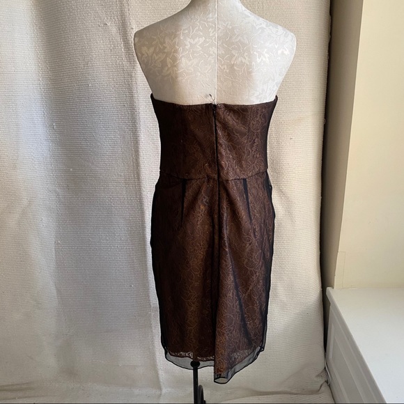 Rocker Luxe 8/10 Strapless Mesh Lace Party Midi Dress Glam Cocktail Semiformal - Picture 5 of 8